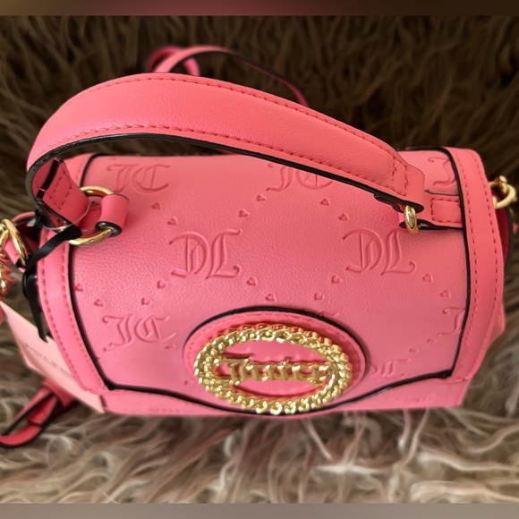 JUICY COUTURE Bag Stay in Circle Mini Crossbody - Pink Lemonade Deboss NWT - Picture 7 of 13